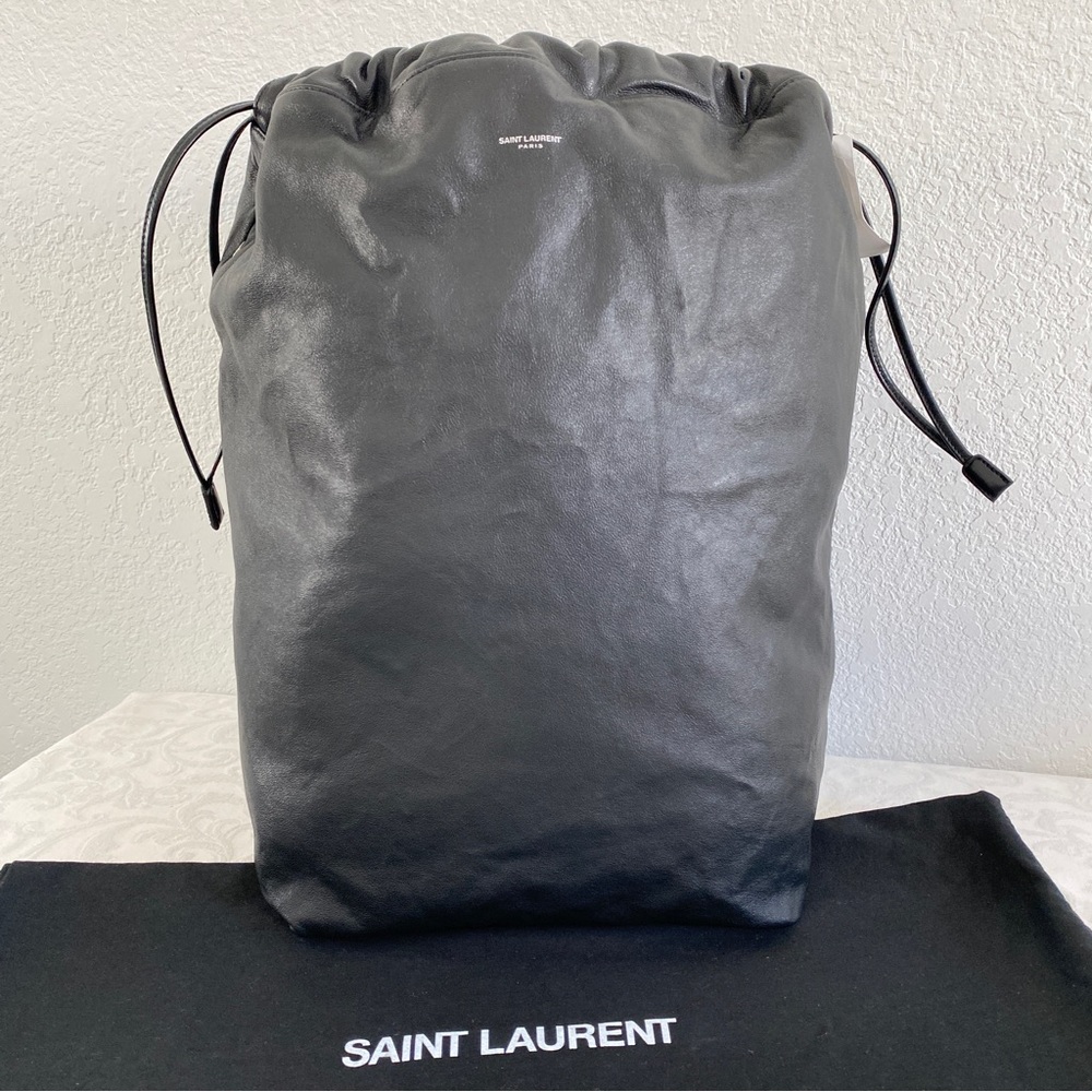 BLACK SAINT LAURENT LARGE TEDDY BUCKET BAG
